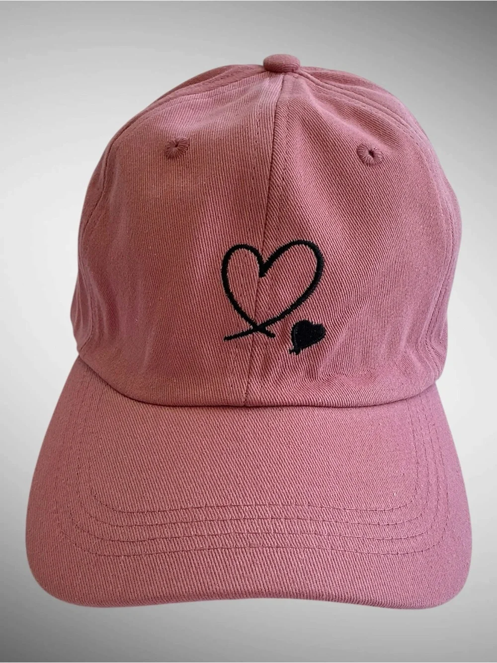 Pink Heart Embroidered Adjustable Baseball Cap Women’s Hat NWT